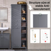 SoBuy BZR104-DG Colonne Salle de Bain Grise 171cm avec Panier à Linge, 6 Étagères et 2 Tiroirs, Anti-Basculement, 70kg – 60x37x171 cm