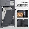 SoBuy BZR104-DG Colonne Salle de Bain Grise 171cm avec Panier à Linge, 6 Étagères et 2 Tiroirs, Anti-Basculement, 70kg – 60x37x171 cm