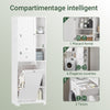 SoBuy BZR104-W Colonne Salle de Bain avec Panier à Linge Intégré – Meuble Gain de Place 171 cm, 6 Étagères et 2 Tiroirs, Blanc