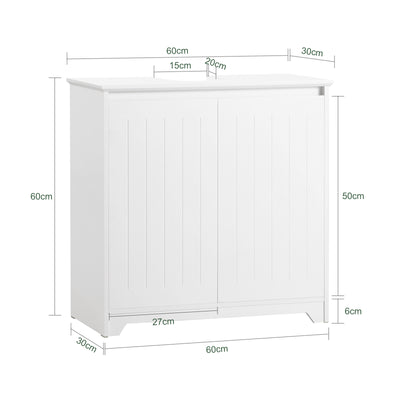 SoBuy BZR108-W Meuble sous Lavabo avec 2 Portes – 60×30×60 cm, Charge 30 kg, MDF E1, Blanc