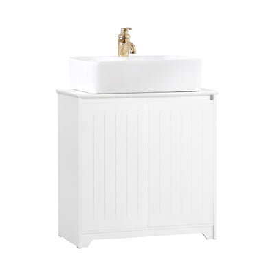 SoBuy BZR108-W Meuble sous Lavabo avec 2 Portes – 60×30×60 cm, Charge 30 kg, MDF E1, Blanc