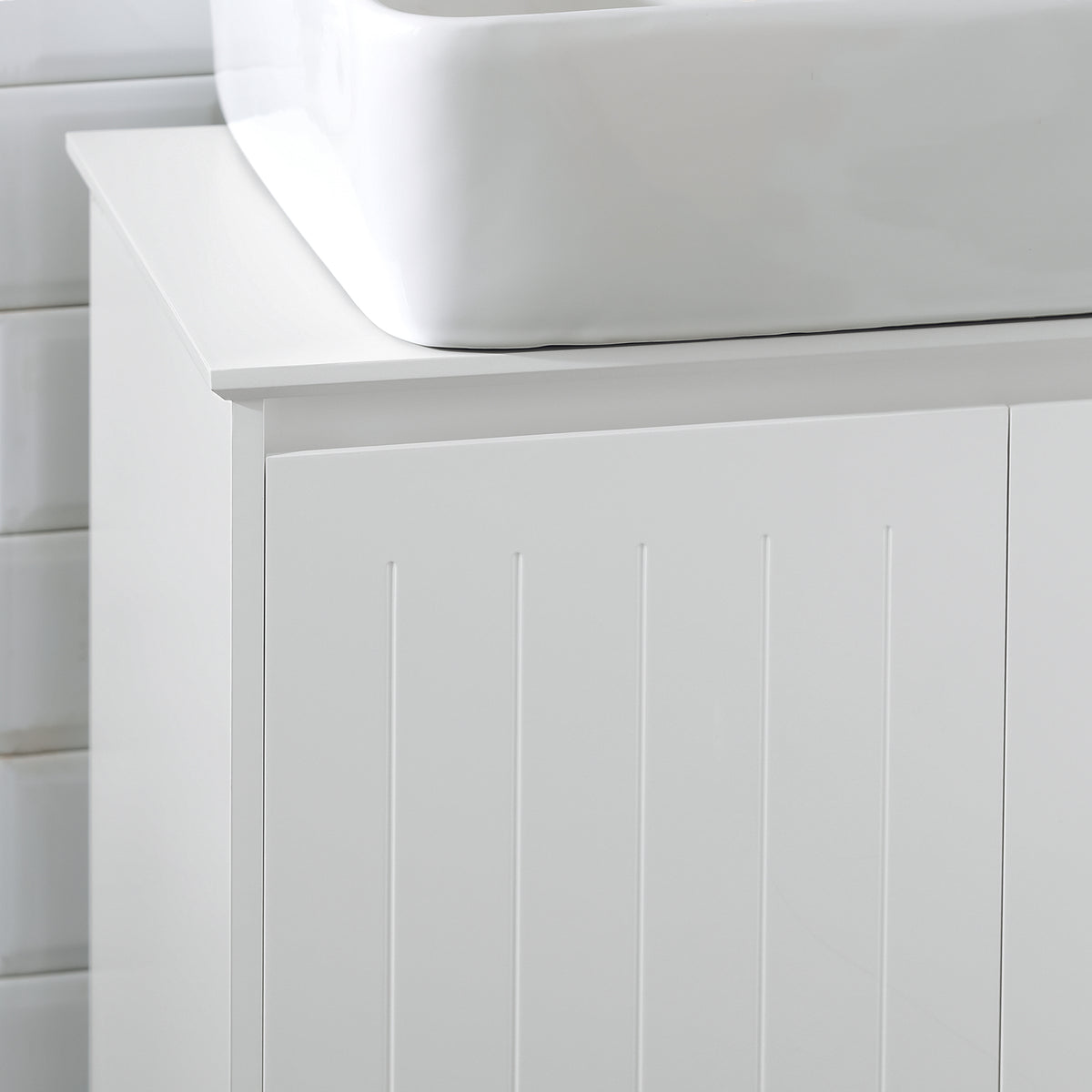 SoBuy BZR108-W Meuble sous Lavabo avec 2 Portes – 60×30×60 cm, Charge 30 kg, MDF E1, Blanc