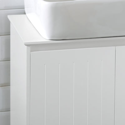 SoBuy BZR108-W Meuble sous Lavabo avec 2 Portes – 60×30×60 cm, Charge 30 kg, MDF E1, Blanc