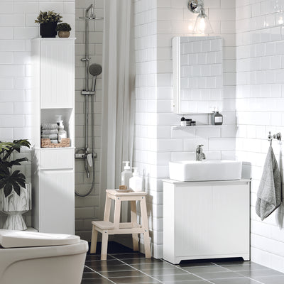 SoBuy BZR108-W Meuble sous Lavabo avec 2 Portes – 60×30×60 cm, Charge 30 kg, MDF E1, Blanc