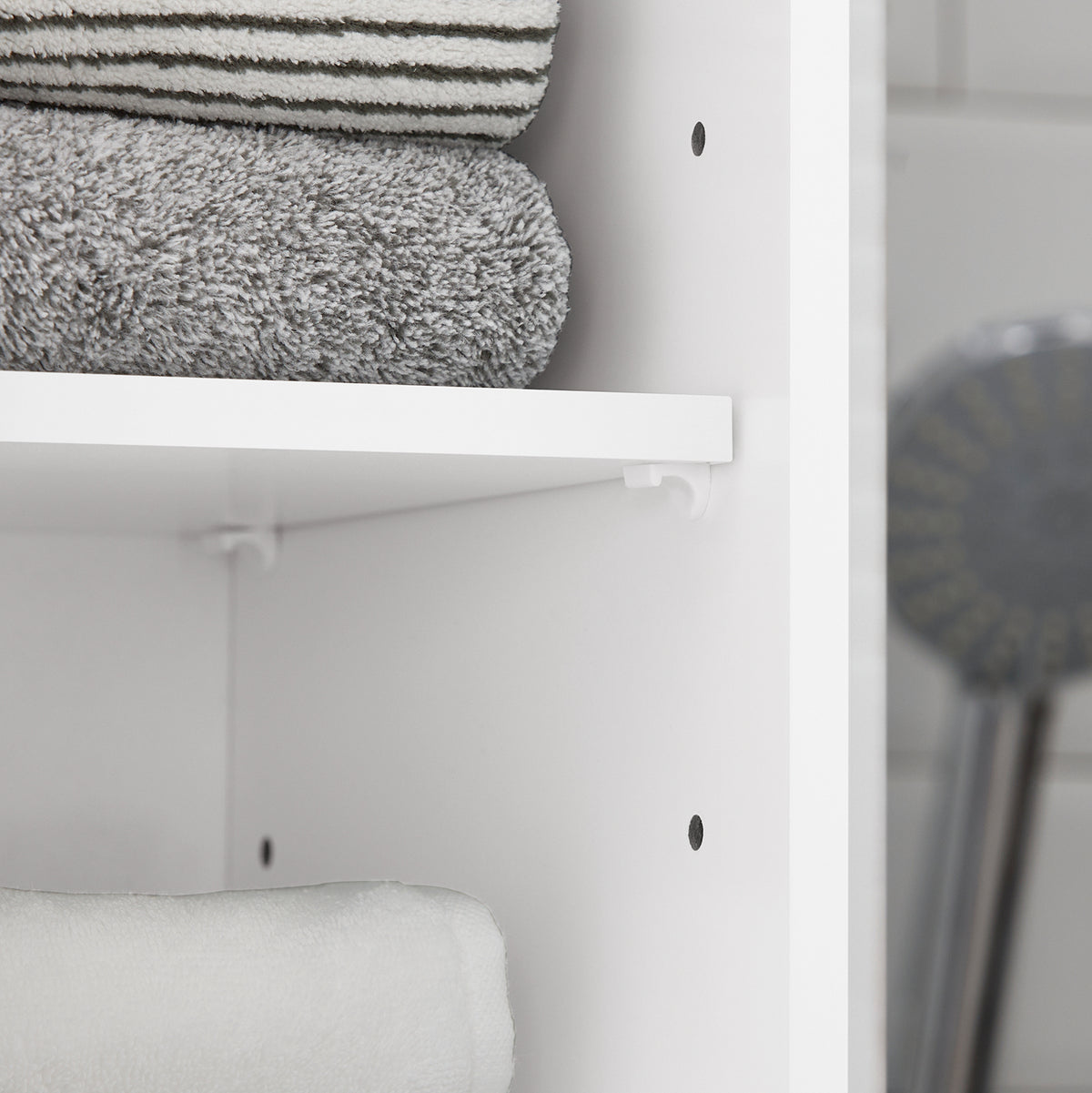 SoBuy BZR109-W Meuble Colonne Salle de Bain 170 cm Slim 30 cm 2 Portes Étagères Réglables Tiroir Anti-Basculement – Blanc