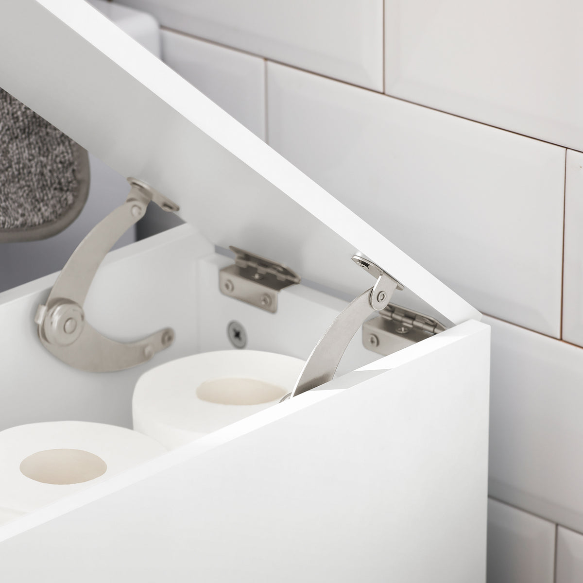SoBuy BZR111-W Meuble WC Étroit 20 cm sur Roulettes – Rangement Papier Toilette, 2 Tiroirs, Blanc