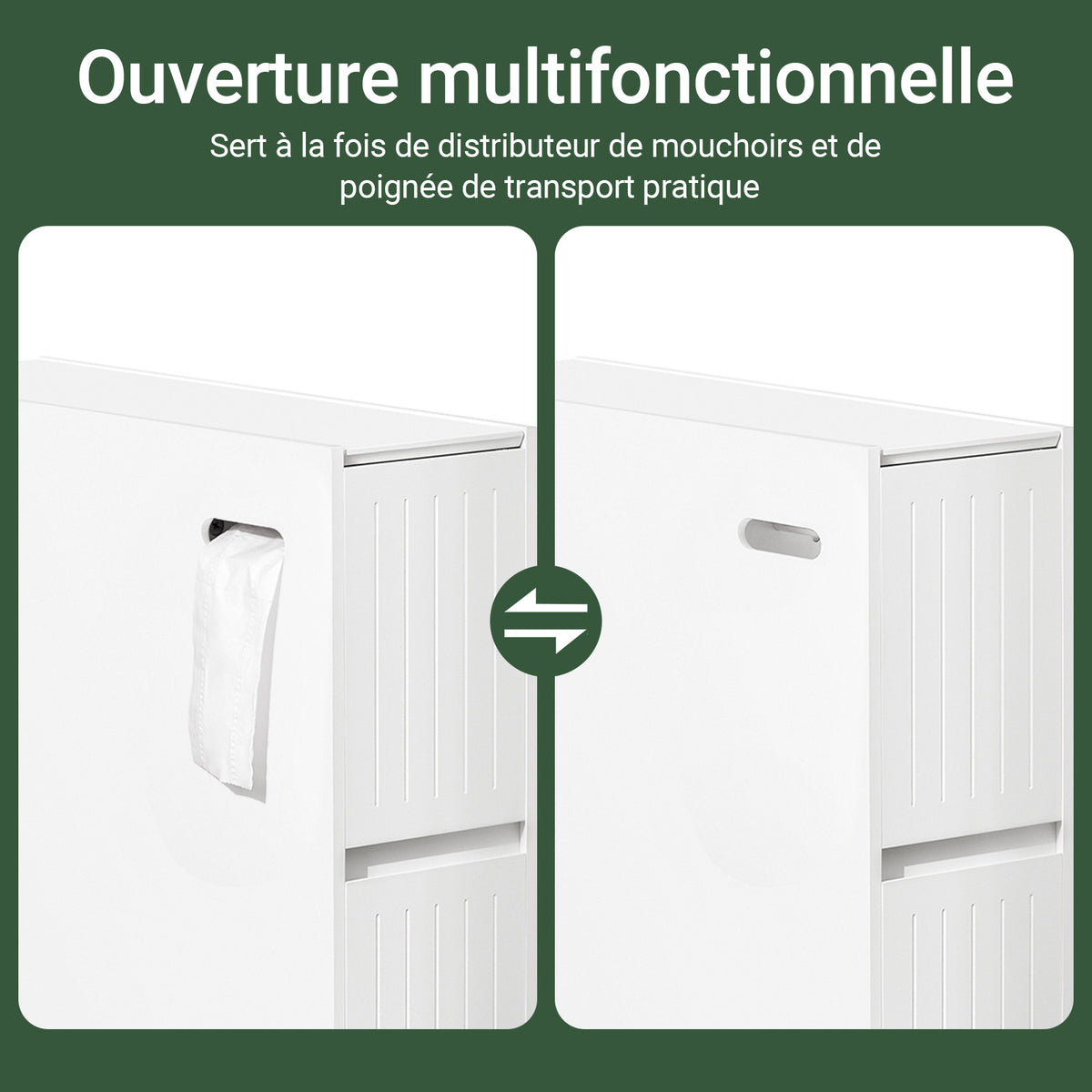 SoBuy BZR111-W Meuble WC Étroit 20 cm sur Roulettes – Rangement Papier Toilette, 2 Tiroirs, Blanc