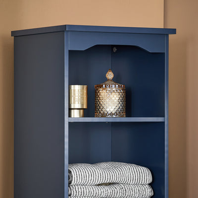 SoBuy BZR112-B Colonne de Salle de Bain Bleue – 3 Niches, 1 Tiroir et 1 Porte, 35 × 30 × 170 cm