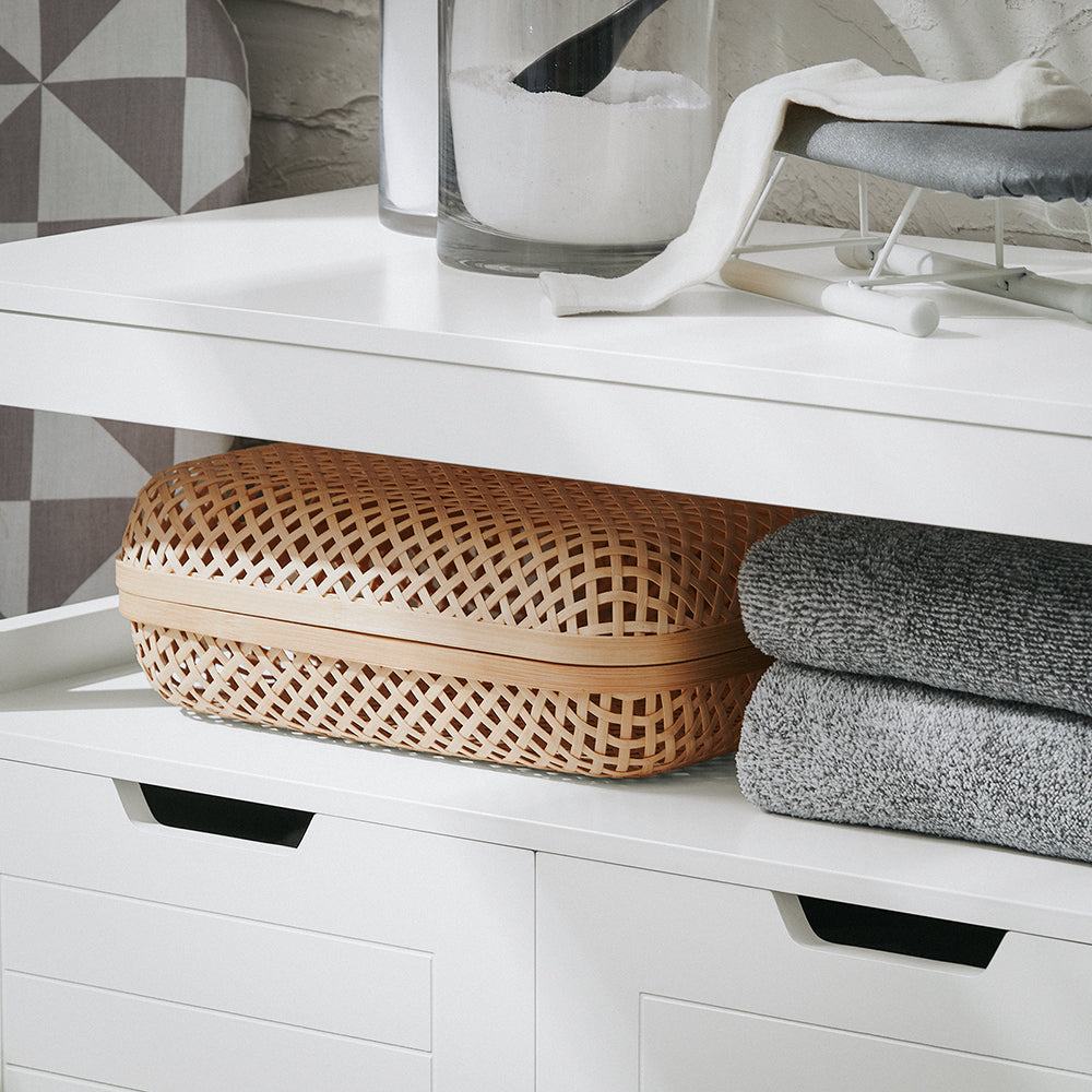 SoBuy BZR121-W Meuble Bas de Salle de Bain avec 2 Portes et Étagères Réglables – L70×P35×H90 cm, Charge 70 kg, MDF, Blanc