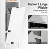 SoBuy BZR123-W Meuble Salle de Bain avec Panier à Linge Colonne Salle de Bain Rangement 145cm Meuble Rangement avec 2 Étagères Ouvertes et Panier à Linge Amovible Colonne Blanche pour Petits Espaces