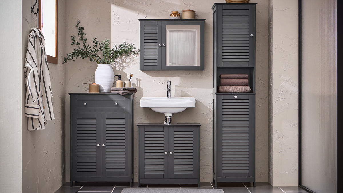 SoBuy BZR124-DG Meuble Colonne avec Panier à Linge – Armoire de Salle de Bain Rangement Étroit Étagère de Salle de Bain Petit Meuble WC Placard Gris 40x170x38 cm