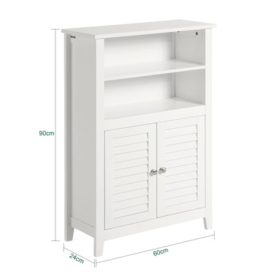 SoBuy BZR13-W Armoire de Salle de Bain – 26 cm de Profondeur, Étagères Ouvertes et Compartiment Fermé, Blanc
