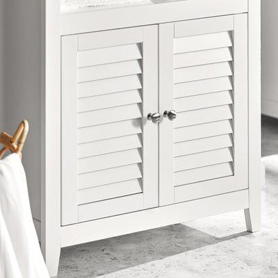 SoBuy BZR13-W Armoire de Salle de Bain – 26 cm de Profondeur, Étagères Ouvertes et Compartiment Fermé, Blanc