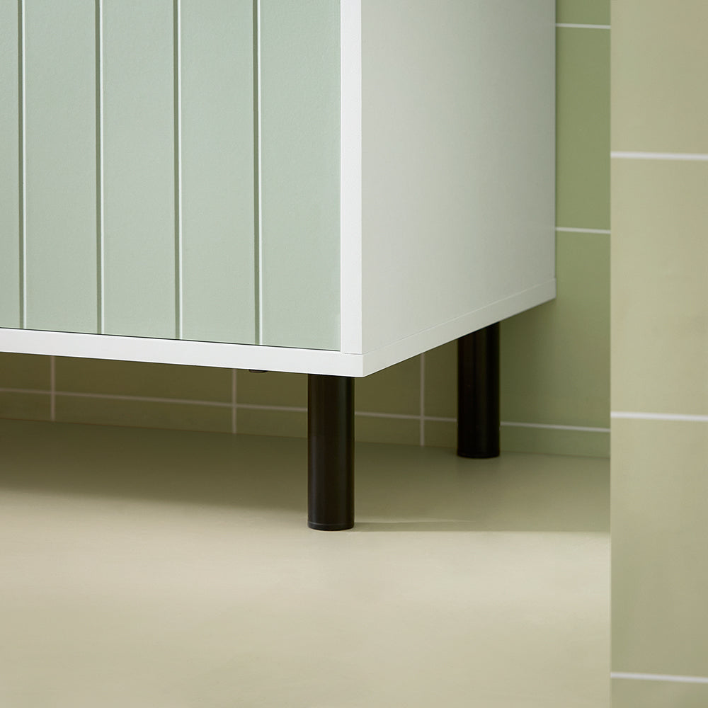 SoBuy BZR138-GR Meuble Bas de Salle de Bain – 60 × 30 × 87 cm, 2 Portes et Niche Ouverte, Vert et Blanc