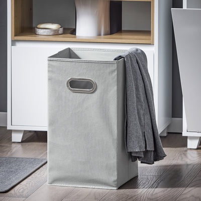 SoBuy BZR146-W Meuble Bas de Salle de Bain, Armoire de Rangement Salle de Bain, Meuble Demi-Colonne sur Pied, Placard WC Étroit avec 1 Panier à Linge, Blanc, 35x30x105cm