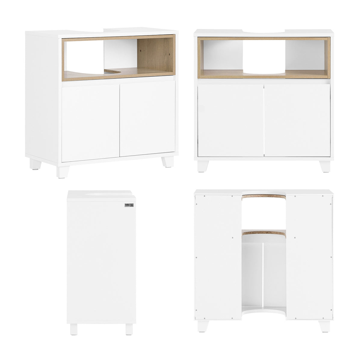 SoBuy BZR148-W Meuble Sous Lavabo de Salle de Bain, Meuble Sous Vasque à 2 Portes
