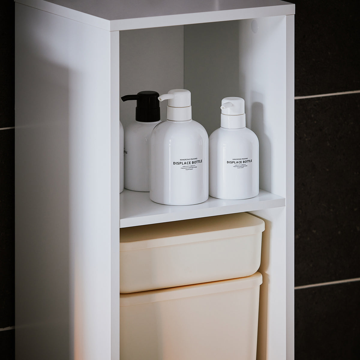 SoBuy BZR158-W Colonne Salle de Bain avec Panier à Linge et Étagères Réglables, Gain de Place, pour Salle de Bain et WC, Compact – L30×P30×H170 cm, MDF, Blanc