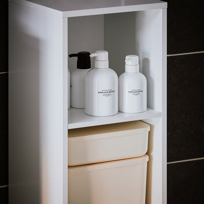 SoBuy BZR158-W Colonne Salle de Bain avec Panier à Linge et Étagères Réglables, Gain de Place, pour Salle de Bain et WC, Compact – L30×P30×H170 cm, MDF, Blanc
