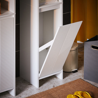 SoBuy BZR158-W Colonne Salle de Bain avec Panier à Linge et Étagères Réglables, Gain de Place, pour Salle de Bain et WC, Compact – L30×P30×H170 cm, MDF, Blanc