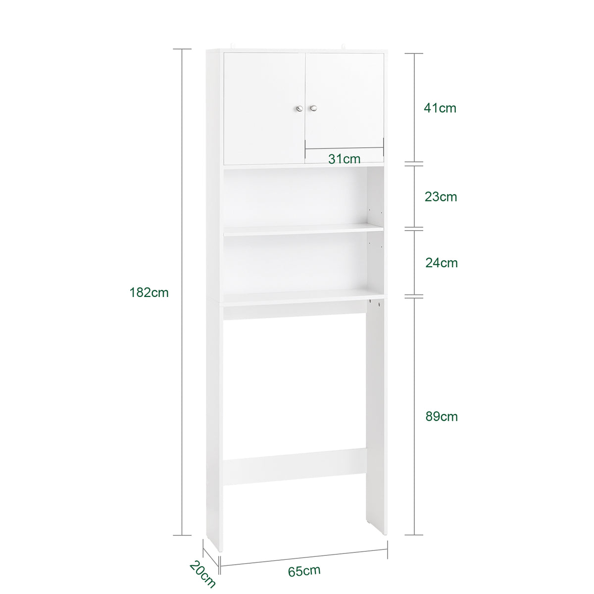 SoBuy BZR165-W Colonne Salle de Bain avec 3 Niveaux, pour Salle de Bain et WC, Rangement Optimisé, Design Fonctionnel, Usage Quotidien – L65×P20×H182 cm, Blanc