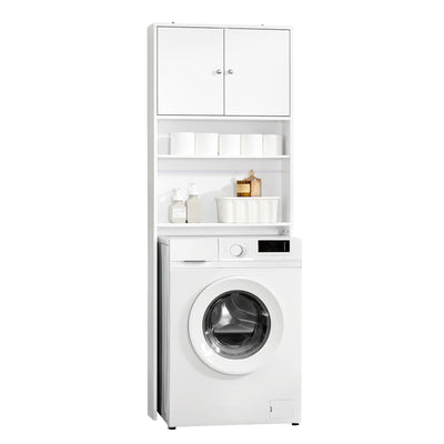 SoBuy BZR165-W Meuble Salle de Bain Colonne Rangement WC Armoire Salle de Bain avec Portes et Étagères 3 Niveaux Réglables Me