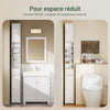 SoBuy BZR167-GW Meuble Colonne Salle de Bain, Armoire de Rangement Placard de Rangement Étroite, 1 Tiroir, 2 Portes et 5 Compartiments Ouverts, Étagères Réglables, Blanc Brillant, 20x20x180 cm