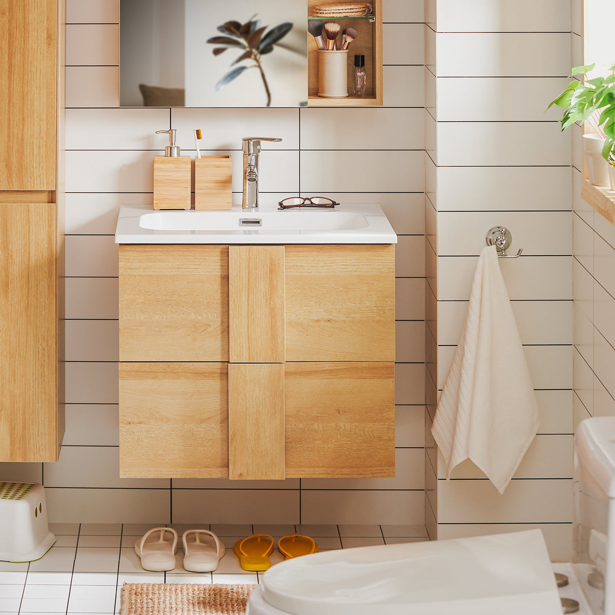 SoBuy BZR172-N Meuble sous Lavabo avec Deux tiroirs Meuble de Rangement  Meuble avec lavabo en céramique