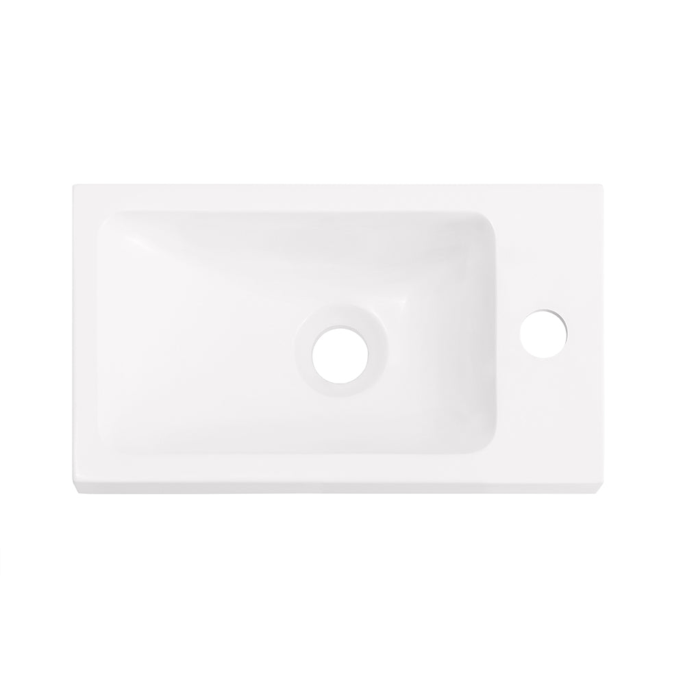 SoBuy BZR196-BR Meuble Lave-Mains Suspendu 40 × 22 × 56 cm avec Lavabo Céramique et Porte à Fermeture Douce – Effet Bois Foncé