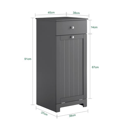 SoBuy BZR21-II-DG Meuble Salle de Bain avec Panier à Linge, 1 Tiroir et 1 Panier, Pliable, pour Salle de Bain et WC, Rangement Optimisé – L40×P38×H90 cm, Gris