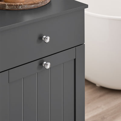 SoBuy BZR21-II-DG Meuble Salle de Bain avec Panier à Linge, 1 Tiroir et 1 Panier, Pliable, pour Salle de Bain et WC, Rangement Optimisé – L40×P38×H90 cm, Gris
