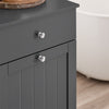 SoBuy BZR21-II-DG Meuble Bas de Salle de Bain, Armoire Toilette avec 1 Tiroir et 1 Panier à Linge Pliable, Meuble de Rangement, Corbeille à Linge, Coffre à Linge, Porte Vêtement, 40x38x90cm, Gris