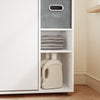 SoBuy BZR218-W Meuble Salle de Bain avec Panier à Linge - Armoire de Rangement avec 2 Paniers en Tissu Colonne Salle de Bain Gain de Place Meuble Linge Sale Blanc pour Buanderie