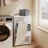 SoBuy BZR218-W Meuble Salle de Bain avec Panier à Linge - Armoire de Rangement avec 2 Paniers en Tissu Colonne Salle de Bain Gain de Place Meuble Linge Sale Blanc pour Buanderie