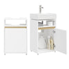 SoBuy BZR222-W Meuble sous Lavabo Étroit 40×30×60 cm – Découpe en U, Niche Ouverte, Pieds Anti-Humidité, Blanc et Bois