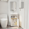 SoBuy BZR222-W Meuble sous Lavabo Étroit avec Découpe en U 40x60x30cm Salle de Bain | Petit Meuble Vasque, Rangement Bas pour Toilettes Invités et Petits Espaces, Finition Mat Blanc et Aspect Bois Blanc