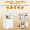 SoBuy BZR222-W Meuble sous Lavabo Étroit 40×30×60 cm – Découpe en U, Niche Ouverte, Pieds Anti-Humidité, Blanc et Bois