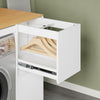 SoBuy BZR223-WN Meuble au-dessus du Lave-Linge 100×60×95 cm – Étendoir Coulissant, Panier à Linge, Sans Panneau Arrière, Blanc et Naturel