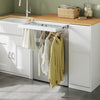 SoBuy BZR223-WN Meuble au-dessus du Lave-Linge 100×60×95 cm – Étendoir Coulissant, Panier à Linge, Sans Panneau Arrière, Blanc et Naturel