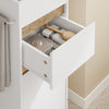SoBuy BZR225-WN Colonne de Salle de Bain sur Roulettes avec Tiroir – Porte et Étagère, Rangement Vertical – 33×30×91 cm, Blanc