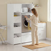SoBuy BZR230-W Colonne de Buanderie pour Lave-Linge avec 2 Tiroirs – Penderie Escamotable, MDF – 66×60,5×186 cm, Blanc
