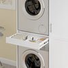 SoBuy BZR231-W Meuble Lave-Linge et Sèche-Linge avec Armoire – Tiroir, Étagères Réglables – 110×60,1×186 cm, Blanc