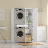 SoBuy BZR231-W Meuble Lave-Linge et Sèche-Linge avec Armoire – Tiroir, Étagères Réglables – 110×60,1×186 cm, Blanc