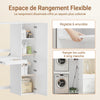 SoBuy BZR231-W Meuble Lave-Linge et Sèche-Linge avec Armoire – Tiroir, Étagères Réglables – 110×60,1×186 cm, Blanc