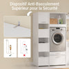 SoBuy BZR232-W Armoire de Rangement 4 Portes pour Buanderie – Compartiments Ouverts et Étagères – 60×40×186,4 cm, Blanc