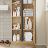 SoBuy BZR237-E-N Colonne de Salle de Bain Étroite avec Éclairage – Armoire Haute Effet Chêne Clair, 10 Étagères, pour Petit Espace – 50×30×180 cm, Charge 120 kg