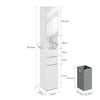 SoBuy BZR240-E-W Colonne de Salle de Bain Étroite avec Miroir et Éclairage – Prise Intégrée et Port USB-A, 2 Tiroirs – 30×30×180,5 cm, Blanc