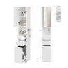 SoBuy BZR240-E-W Colonne de Salle de Bain Étroite avec Miroir et Éclairage – Prise Intégrée et Port USB-A, 2 Tiroirs – 30×30×180,5 cm, Blanc
