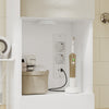 SoBuy BZR240-E-W Colonne de Salle de Bain Étroite avec Miroir et Éclairage – Prise Intégrée et Port USB-A, 2 Tiroirs – 30×30×180,5 cm, Blanc