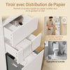 SoBuy BZR240-E-W Colonne de Salle de Bain Étroite avec Miroir et Éclairage – Prise Intégrée et Port USB-A, 2 Tiroirs – 30×30×180,5 cm, Blanc
