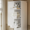 SoBuy BZR243-W Meuble Colonne de Salle de Bain Étroit 30 cm – Armoire Haute Blanche 2 Portes et 6 Tiroirs, MDF Finition Mélaminée, Fixation Murale Incluse – 30×40×180 cm, Charge 30 kg